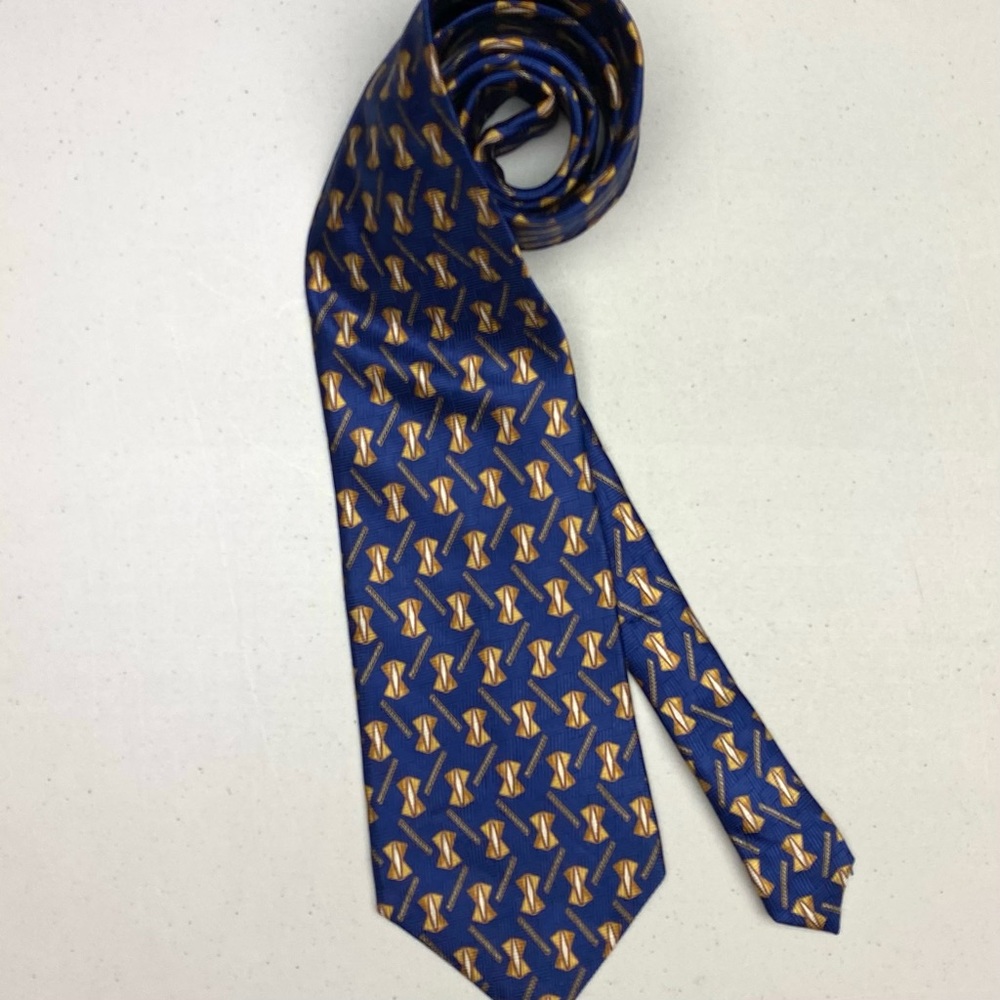 NWOT Bill Blass ROYAL BLU/GOLD Silk NEO Tie. *P1057
